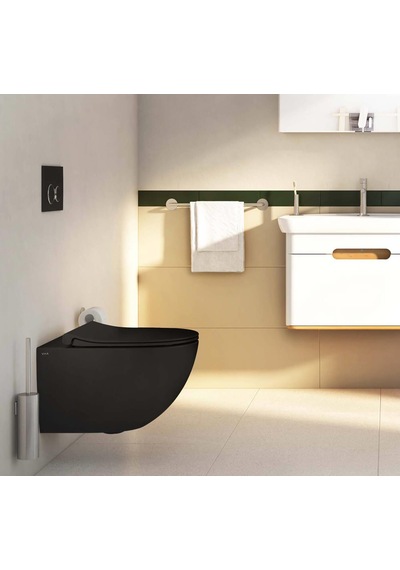 VitrA Sento Rim-ex Mat Siyah Kanalsız Asma Klozet Ve Yavaş Kapanır Kapak 120-483-009