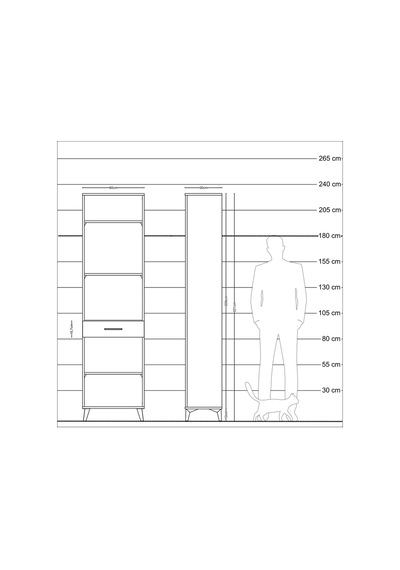 Arges Dolap 4 Raflı Tek Çekmeceli 60x30x221 Çam-çam Çam