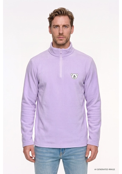 Ac&Co / Altınyıldız Classics Erkek Lıla Anti-pilling Tüylenme Yapmayan Soğuk Geçirmez Standart Fit Bato Yaka Sweatshirt Polar Lila