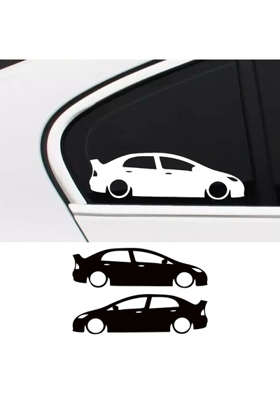 2 Adet Honda Civic Fd6 Basık Oto Sticker - Kelebek Cam Sticker 20x6 Cm