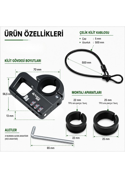Nukrotech Cbk-4 Şifreli Motosiklet Kask Kilidi Siyah