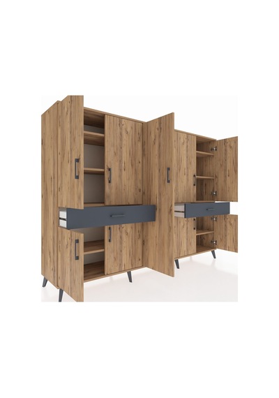 Hyperion Dolap 12 Raflı 2 Çekmeceli 8 Kapaklı 220x44x163 Çam-çam/ Çam-çam/antrasit Hyperion Dolap 12 Raflı 2 Çekmeceli 8 Kapaklı 220x44x163 Çam-çam/ Çam-çam/antrasit