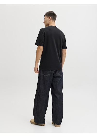 Jack & Jones Erkek Bisiklet Yaka Minimal Logo Baskili Tisört - Fusion - 12289936 Siyah