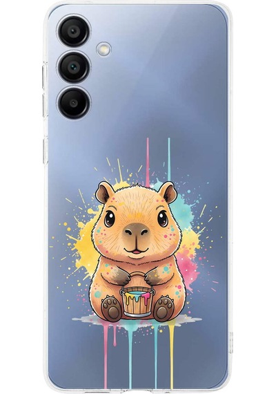 Samsung Galaxy A15 İle Uyumlu Splash Kapibara Tasarımlı Şeffaf Silikon Kılıf Şeffaf