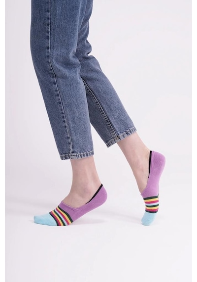 The Socks Company 160p 3 Çift Desenli Kadın Görünmez Çorap Çok Renkli