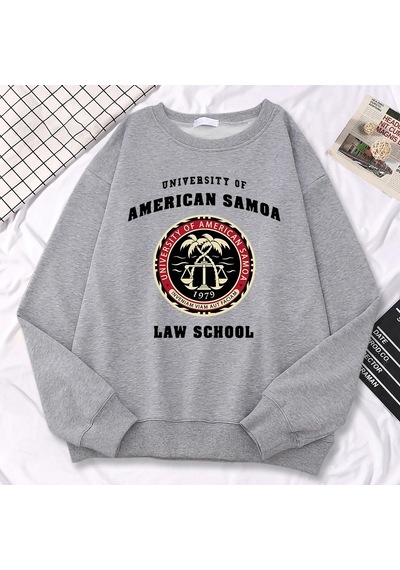 Startmore Tarzsokak Basit Moda Bayan Kazaklar Amerikan Samoa Üniversitesi Hukuk Okul Baskı Hoody Yumuşak Polar Ka Gri