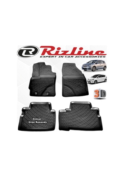 Rizline Toyota Uyumlu Verso 3D Paspas Havuzlu 2009 - 2020 Arası Siyah