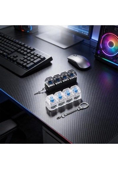 Rgb Klavye Fidget Oyuncak Anahtarlık, 4 Düğmeli Ve Renkli Led Işıklı, Stres Giderme, Evde Odaklanma Ve Eğlence İçin Taşınabilir Abs Clicker, Ofis, Şeffaf Beyaz