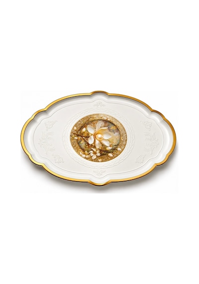 2 Li Büyük Boy Gold Dekoratif Sunum Tepsisi Seti 48x38 / 36x27,5 Cm Kalın Dayanıklı Plastik Çay Kahve Servis İkram Tepsisi 5 Farklı Model Bej