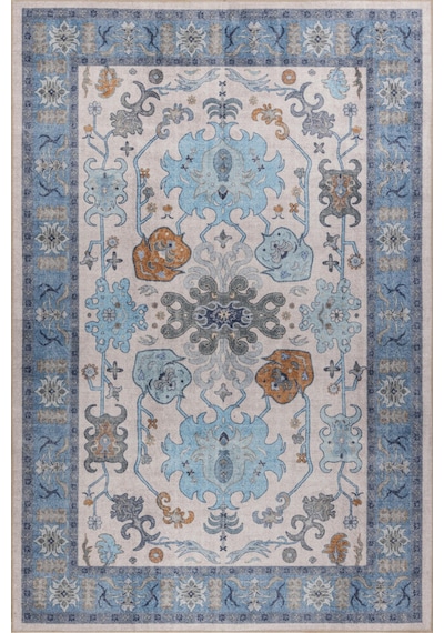 Foldy Vintage Desenli Dokuma Taban Dekoratif Mavi Halı Fl 40 Mavi 4