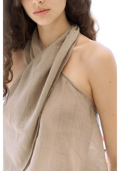Mai Collection Mai Studios Co. Cadhas Boyundan Bağlamalı Haki Crop Pantolon Takım Haki