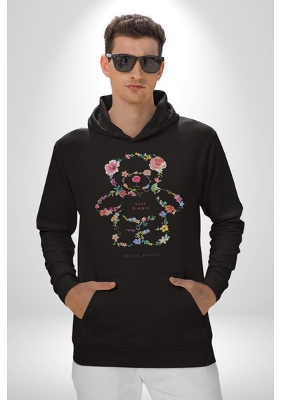 Sadece Yaşamak Kadın Erkek Siyah Kapüşonlu Sweatshirt Hoodie Siyah