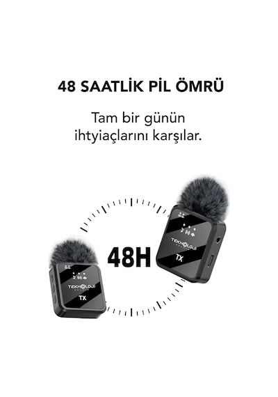 Kablosuz Yaka Mikrofonu Type-c iPhone Uyumlu Aux 2'li Gürültü Engelleyen Profesyonel Ses Kayıt Stüdyo 3in1