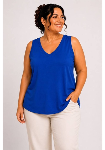 Paw Garage Kadın Büyük Beden Günlük Bluz - Ön Arka V Yaka Biyeli Atlet 2xl Sıyah 2xl Sıyah Pwgglm5159