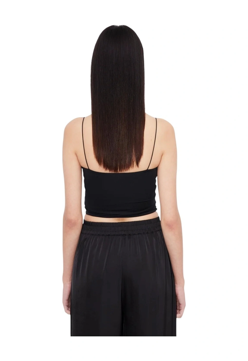 Mamayaga Kadın Askılı Spor Şık U Yaka Crop Top Curve Büstiyer Bluz Siyah