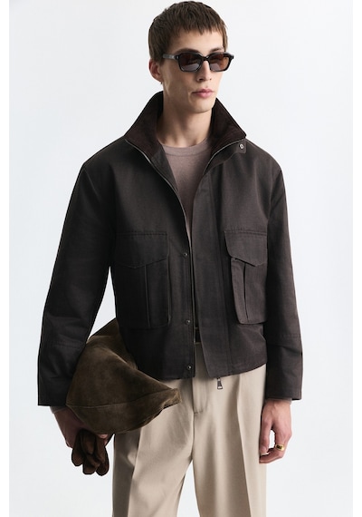 Antioch Crop Fit Dik Yaka Mont Kahve