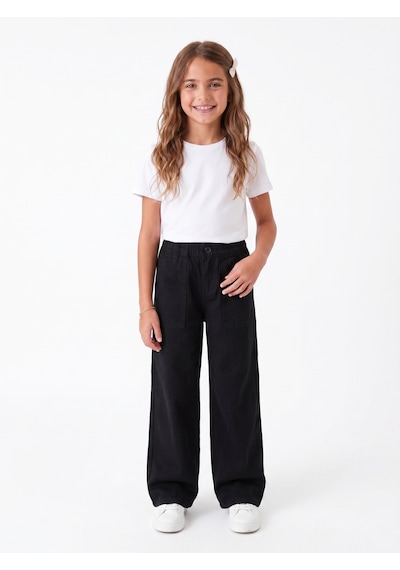 Onloox Kız Çocuk Siyah Kız Çocuk Siyah Pamuklu Gabardin Geniş Paça Regular Beli Lastikli Cepli Pantolon 5-9 Yaş Onloox Kız Çocuk Siyah Kız Çocuk Siyah Pamuklu Gabardin Geniş Paça Regular Beli Lastikli Cepli Pantolon 5-9 Yaş