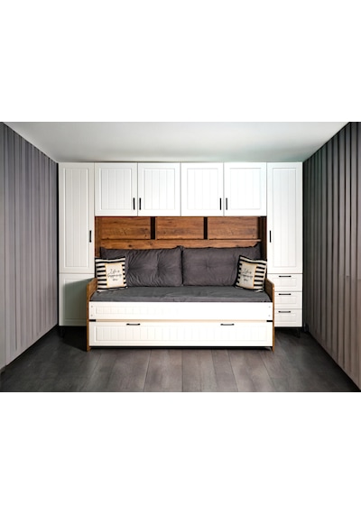 Sweety Komple Mdf Membran Dolaplı Yavrulu Ranza Ceviz Beyaz 190 x 90 Sweety Komple Mdf Membran Dolaplı Yavrulu Ranza Ceviz Beyaz 190 x 90
