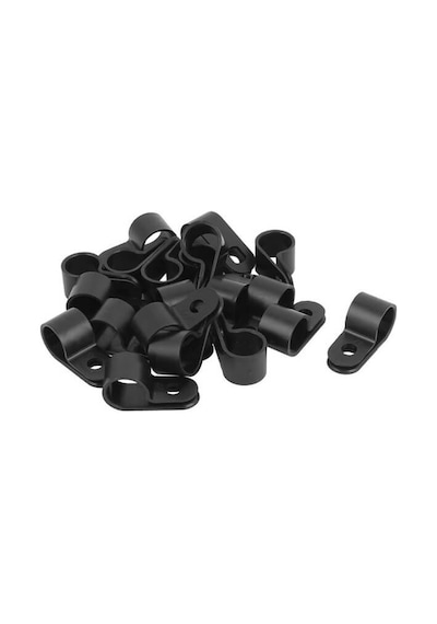 30Mm R Tipi Kelepçe Plastik - Kablo Klipsi- Kablo Toplayıcı 10'Lu Siyah 10 Adet N11.55