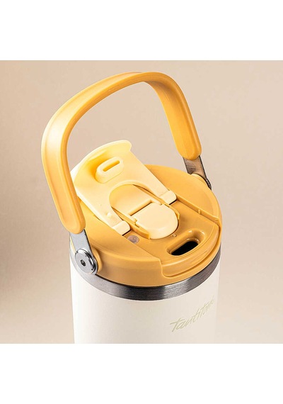 Beyaz Paslanmaz Çelik Katlanır Pipetli Termos Bardak 1.2l Sarı