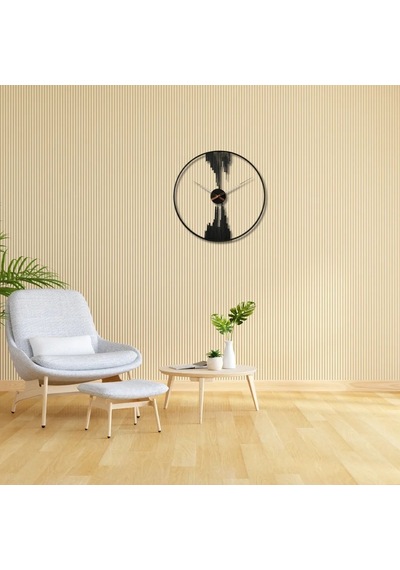 Metal Duvar Saati Sütun Grafik Dekoratif Saat Siyah-52 X 52