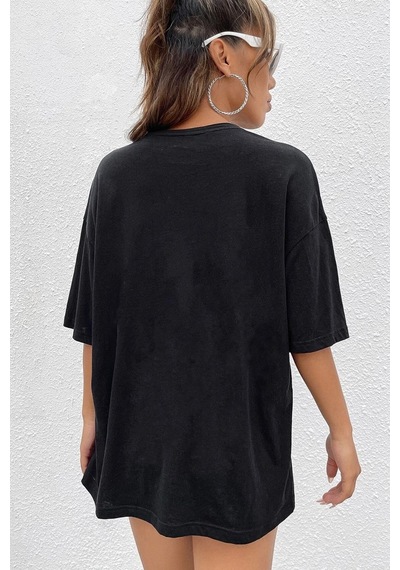 Flood Of Style Unisex Houston Baskılı T-shirt Siyah
