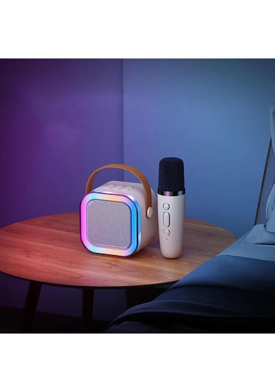 Coverzone Kablosuz Mikrofonlu Karaoke Makinesi Taşınabilir Bluetooth Hoparlör Seti Bas Tiz Ayarlı Retro Karaoke Hoparlör Yetişkinler Ve Çocuklar İçin Hafıza Kartı Ve Usb 10x10x6cm Çiftli K12 -pembe