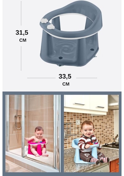 Flosoft Vakumlu Bebek Banyo Oturağı & Mama Oturağı 2 Si 1 Arada Mavi