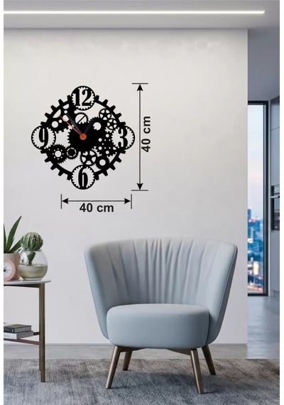 Büro Ev Ofis Dekoru İçin 40cm Ahşap Laser Kesim Mekanik Dişli Çark Fabrika Tema Duvar Saati Diğer