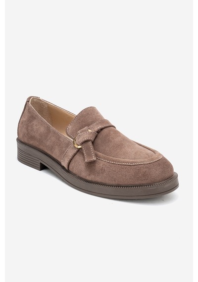 Luvishoes Luvi Shoes Galea Vizon Süet Tokalı Hakiki Deri Kadın Loafer Ayakkabı Vizon