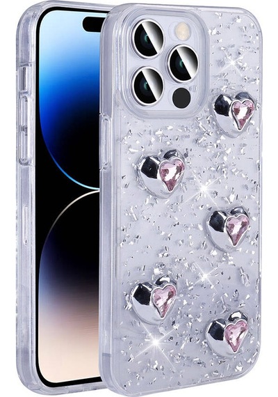 Goocamp Apple Uyumlu iPhone 14 Pro Max Kılıf Airbagli Simli Arka Yüzey Işıltı Silikon Kapak - Bey N/a