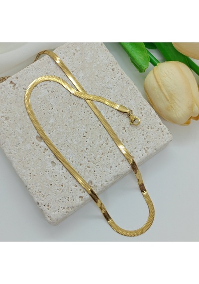 Lente Aksesuar Çelik İtalyan Ezme Zincir Kolye Gold