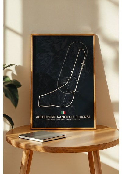 Monza F1 Pisti Ahşap Çerçeveli Tablo İtalya Gp Yarış Pisti Poster Ahşap 01