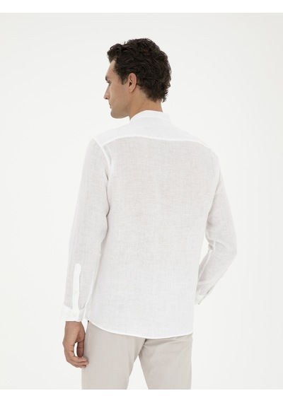 Cacharel Beyaz Regular Fit %100 Keten Gömlek