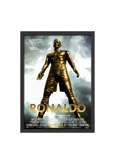 Cristiano Ronaldo Siyah Ahşap Çerçeveli Poster, Spor Duvar Tablosu
