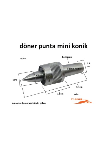 Döner Punta Konik Sap Mors Mini Mors Hobi İşleri 6.4cm Küçük Boy
