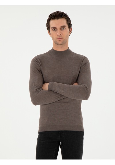 Cacharel Vizon Slim Fit Kaşmir İpek Karışımlı Çeyrek Balıkçı Yaka Triko Kazak Kahverengi Cacharel Vizon Slim Fit Kaşmir İpek Karışımlı Çeyrek Balıkçı Yaka Triko Kazak Kahverengi
