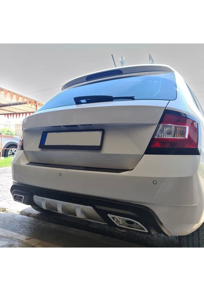 Skoda Fabia Uyumlu Body Kit Difüzör 2 Çıkış Gri Kare