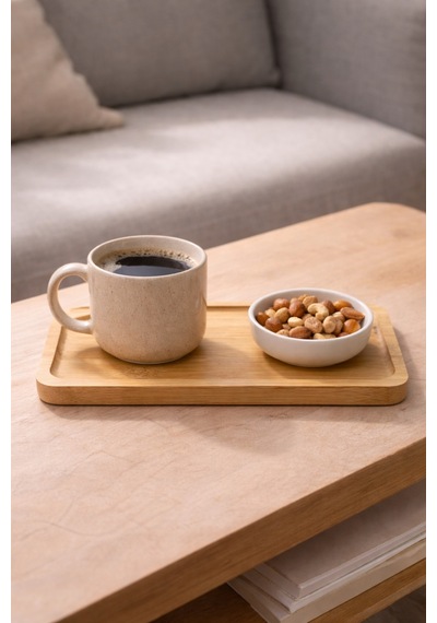 Dikdörtgen Sunum Tepsisi Bambu Organizer Ve Yağdanlık Altlığı Yemek Tabağı 22,5 Cm Bambu