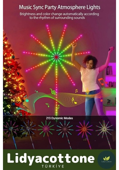 Led Duvar Lambası Telefon Uygulama Kumanda Akıllı Aydınlatma Salon Ev Yatak Odası Gamer Rgb Firework Diğer