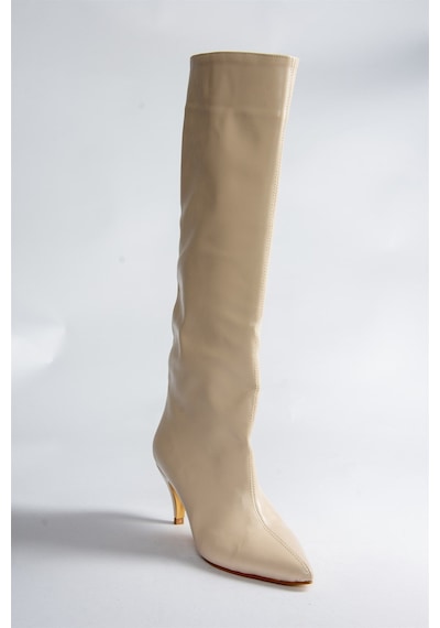 Fox Shoes Bej Alçak Topuklu Kadın Çizme N749204009 Bej