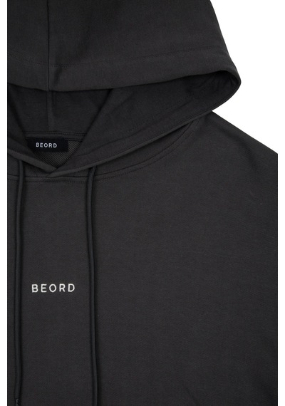 Beord Koyu Gri %100 Pamuk Kapüşonlu Sweatshirt Bhd1-145