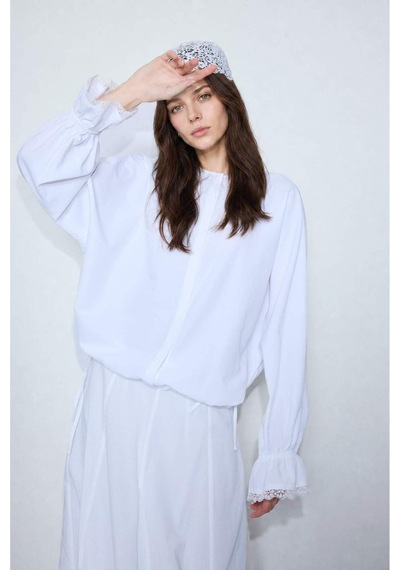Defacto Regular Fıt Poplin Uzun Kollu Beyaz Tunik H3669ax26smwt32 Beyaz-wt32
