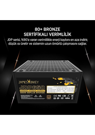 James Donkey JDP650 APFC 12CM 650W Bronze 80+ Power Supply Güç Kaynağı