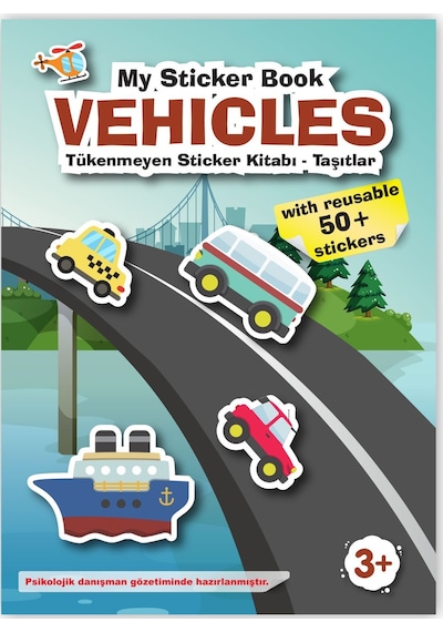 My Sticker Book '' Taşıtlar-meslekler'' , 2li Set Tükenmeyen Sticker Kitabı