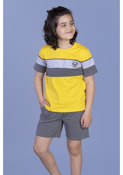 Toontoy Kids Toontoy Erkek Çocuk Garni Detaylı Nakışlı Takım Sarı