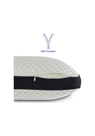 Rudu Cooler Soğuk Hissiyatlı Yastık Kılıfı Visco Visko 60x40x14cm Beyaz - Lacivert