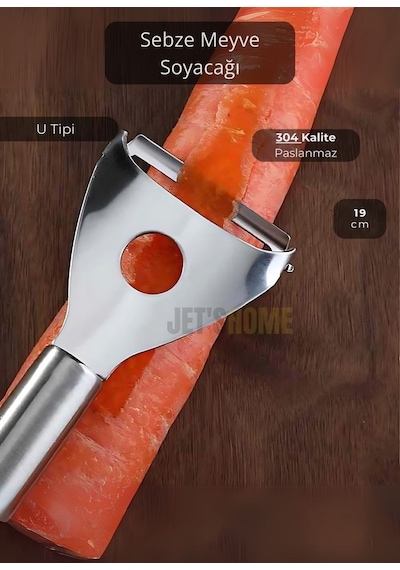 Sebze Soyacağı Paslanmaz Meyve Soyacağı U Tipi Soyacak Çelik 19 Cm Metalik Gri