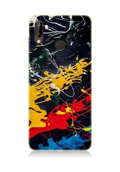 Huawei P20 Lite Uyumlu Renkli Boya Darbeleri Desenli Silikon Kılıf