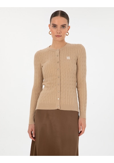Pierre Cardin Bej Melanj Extra Slim Fit Triko Hırka 50317064-vr156